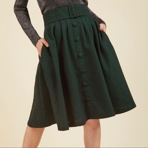 Modcloth Intern of Fate Wool Skirt in Green